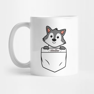 Cute wolf popping out of the pocket Mug